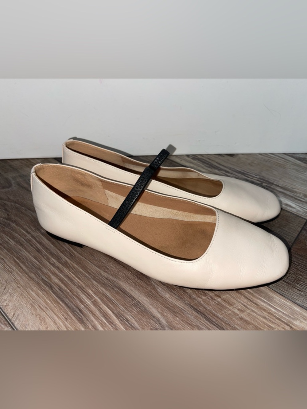 Madewell The Greta Ballet Flat in Black Leather Size 9 Preppy Square Toe Comfort